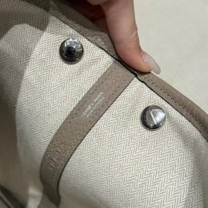 Hermes Garden Party 30 Bag Handmade In Vache Country Calfskin Leather Silver Hardware S2 Trench - Image 14