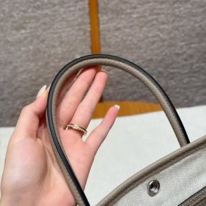 Hermes Garden Party 30 Bag Handmade In Vache Country Calfskin Leather Silver Hardware S2 Trench - Image 12