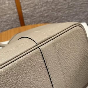Hermes Garden Party 30 Bag Handmade In Vache Country Calfskin Leather Silver Hardware S2 Trench - Image 8