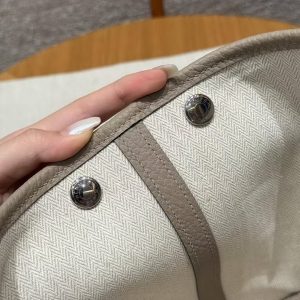 Hermes Garden Party 30 Bag Handmade In Vache Country Calfskin Leather Silver Hardware S2 Trench - Image 5