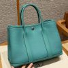 Hermes Garden Party 30 Bag Handmade In Negonda Calfskin Leather Silver Hardware U1 Vert Verone