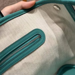 Hermes Garden Party 30 Bag Handmade In Negonda Calfskin Leather Silver Hardware U1 Vert Verone - Image 13