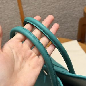 Hermes Garden Party 30 Bag Handmade In Negonda Calfskin Leather Silver Hardware U1 Vert Verone - Image 12
