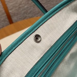 Hermes Garden Party 30 Bag Handmade In Negonda Calfskin Leather Silver Hardware U1 Vert Verone - Image 10