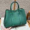 Hermes Garden Party 30 Bag Handmade In Negonda Calfskin Leather Silver Hardware U4 Vert Vertigo
