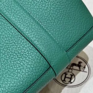 Hermes Garden Party 30 Bag Handmade In Negonda Calfskin Leather Silver Hardware U4 Vert Vertigo - Image 5