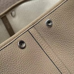 Hermes Garden Party 30 Bag Handmade In Negonda Calfskin Leather Silver Hardware ck81 Gris Tourtelle - Image 17