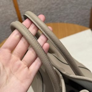 Hermes Garden Party 30 Bag Handmade In Negonda Calfskin Leather Silver Hardware ck81 Gris Tourtelle - Image 7