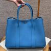 Hermes Garden Party 36 Bag Handmade In Vache Country Calfskin Leather Silver Hardware 0F Blue Frida