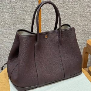 Hermes Garden Party 36 Bag Handmade In Vache Country Calfskin Leather Silver Hardware 0G Rouge Sellier - Image 2