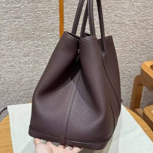 Hermes Garden Party 36 Bag Handmade In Vache Country Calfskin Leather Silver Hardware 0G Rouge Sellier - Image 14
