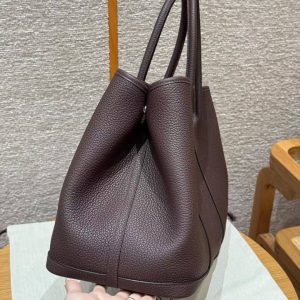 Hermes Garden Party 36 Bag Handmade In Vache Country Calfskin Leather Silver Hardware 0G Rouge Sellier - Image 13