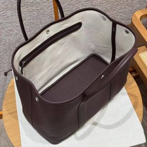 Hermes Garden Party 36 Bag Handmade In Vache Country Calfskin Leather Silver Hardware 0G Rouge Sellier - Image 11