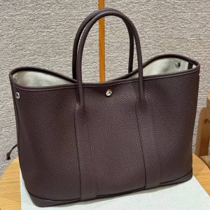Hermes Garden Party 36 Bag Handmade In Vache Country Calfskin Leather Silver Hardware 0G Rouge Sellier - Image 8