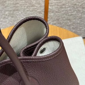 Hermes Garden Party 36 Bag Handmade In Vache Country Calfskin Leather Silver Hardware 0G Rouge Sellier - Image 3