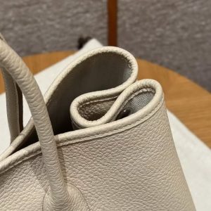 Hermes Garden Party 36 Bag Handmade In Vache Country Calfskin Leather Silver Hardware 10 Craie - Image 12