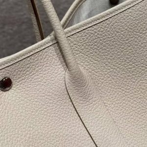 Hermes Garden Party 36 Bag Handmade In Vache Country Calfskin Leather Silver Hardware 10 Craie - Image 10