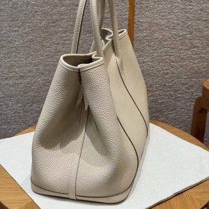 Hermes Garden Party 36 Bag Handmade In Vache Country Calfskin Leather Silver Hardware 10 Craie - Image 7