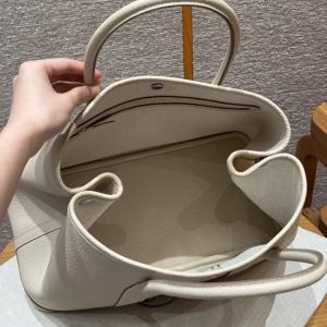 Hermes Garden Party 36 Bag Handmade In Vache Country Calfskin Leather Silver Hardware 10 Craie - Image 4