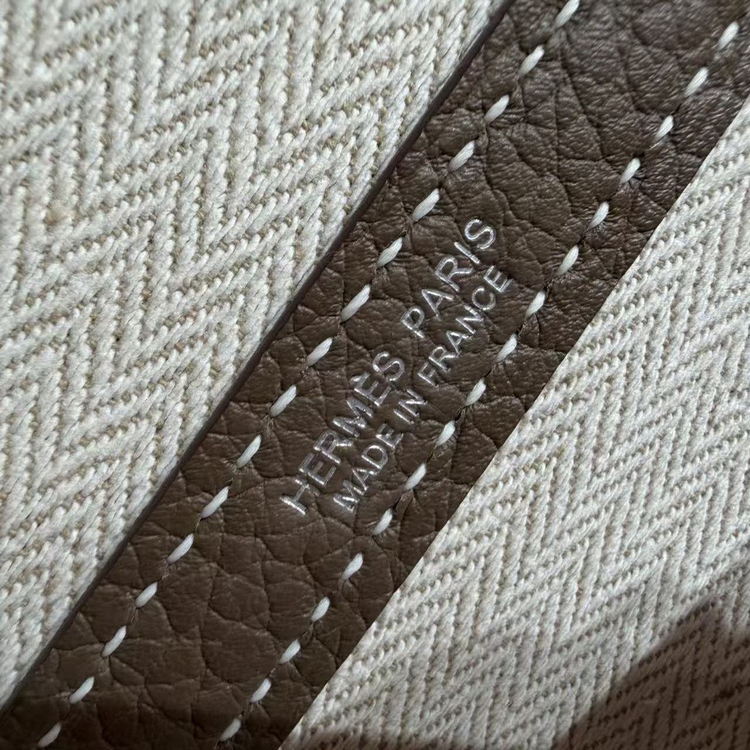 Hermes Garden Party 36 Bag Handmade In Vache Country Calfskin Leather Silver Hardware 18 Etoupe - Image 9