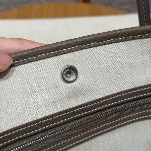 Hermes Garden Party 36 Bag Handmade In Vache Country Calfskin Leather Silver Hardware 18 Etoupe - Image 4