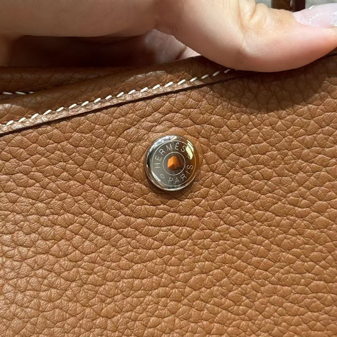 Hermes Garden Party 36 Bag Handmade In Vache Country Calfskin Leather Silver Hardware 37 Gold - Image 12