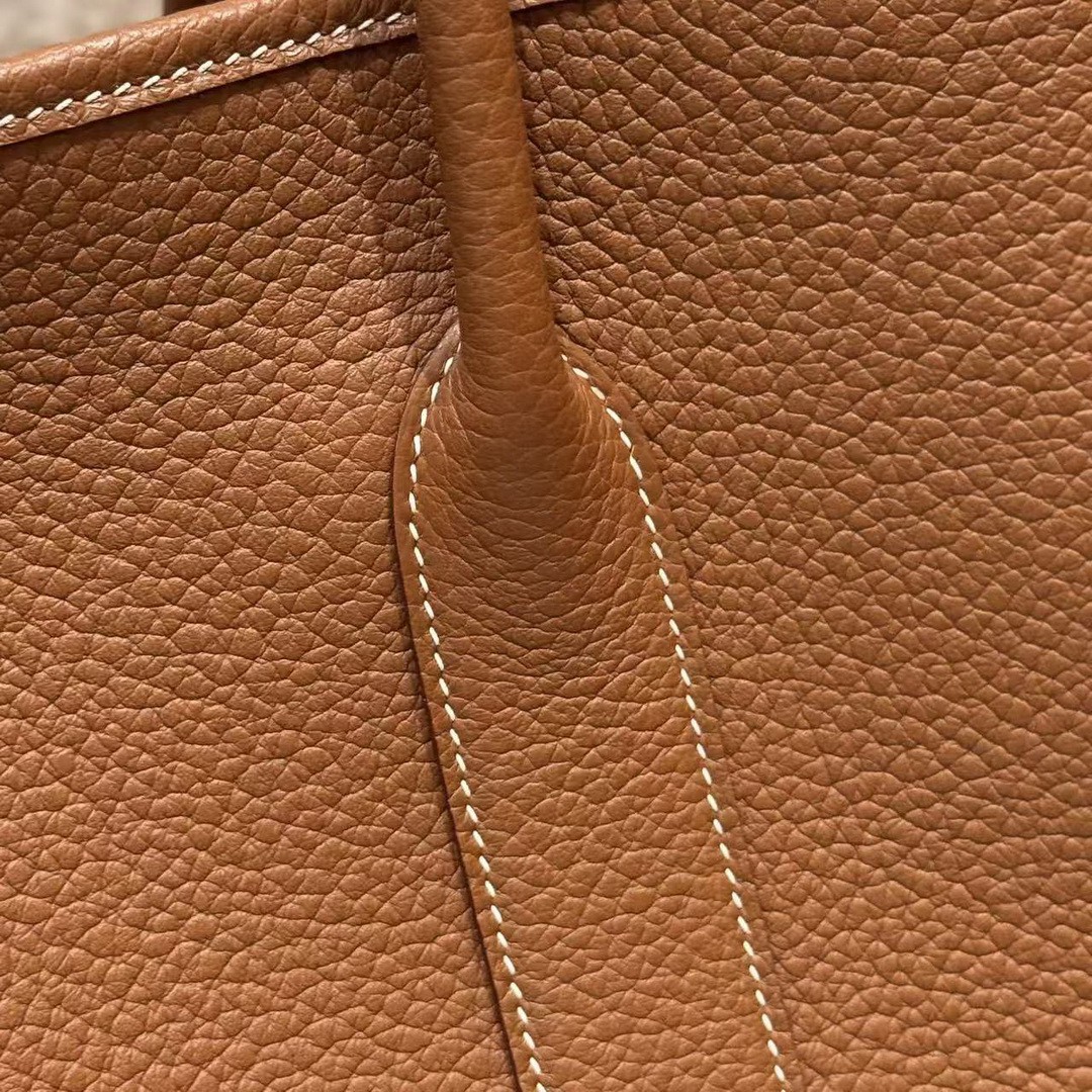 Hermes Garden Party 36 Bag Handmade In Vache Country Calfskin Leather Silver Hardware 37 Gold - Image 11