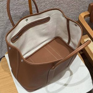 Hermes Garden Party 36 Bag Handmade In Vache Country Calfskin Leather Silver Hardware 37 Gold - Image 6