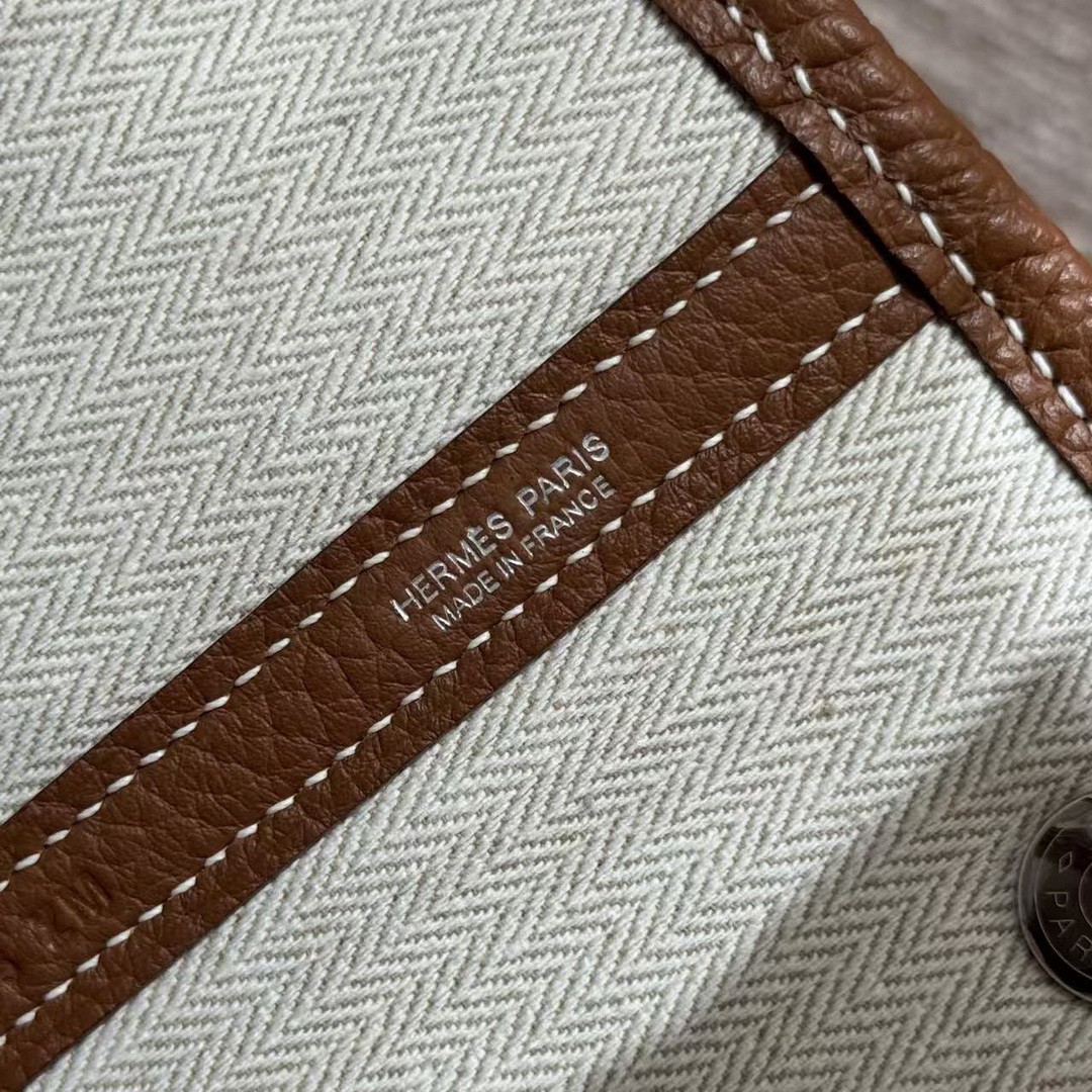 Hermes Garden Party 36 Bag Handmade In Vache Country Calfskin Leather Silver Hardware 37 Gold - Image 5