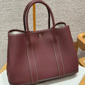 Hermes Garden Party 36 Bag Handmade In Vache Country Calfskin Leather Silver Hardware 55 Rouge H