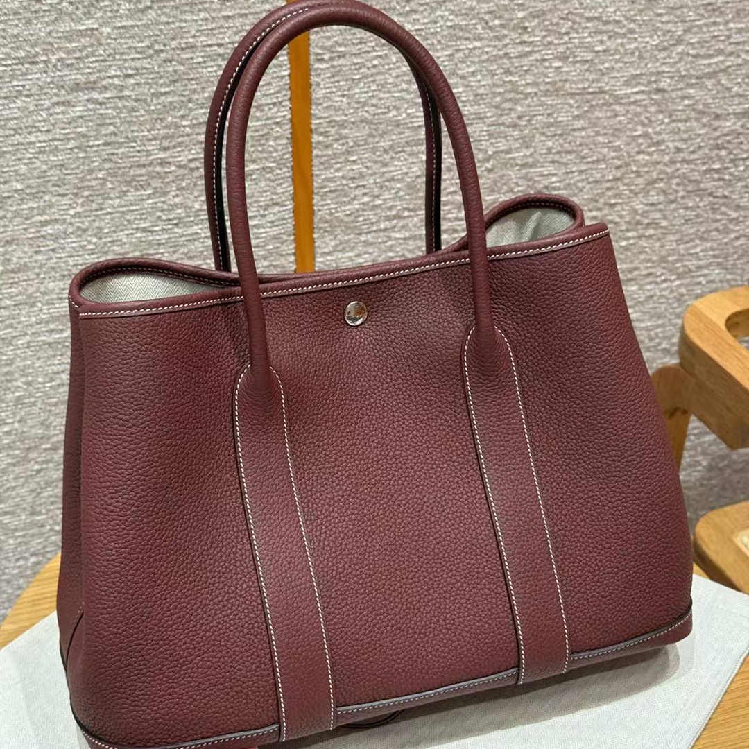 Hermes Garden Party 36 Bag Handmade In Vache Country Calfskin Leather Silver Hardware 55 Rouge H