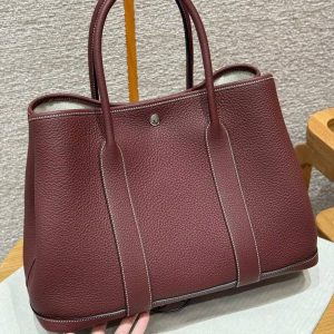 Hermes Garden Party 36 Bag Handmade In Vache Country Calfskin Leather Silver Hardware 55 Rouge H - Image 2