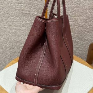 Hermes Garden Party 36 Bag Handmade In Vache Country Calfskin Leather Silver Hardware 55 Rouge H - Image 16