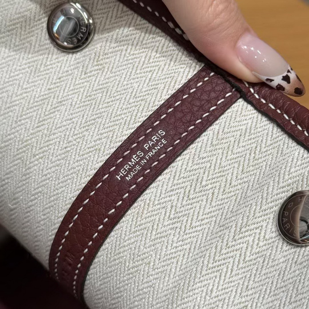 Hermes Garden Party 36 Bag Handmade In Vache Country Calfskin Leather Silver Hardware 55 Rouge H - Image 11