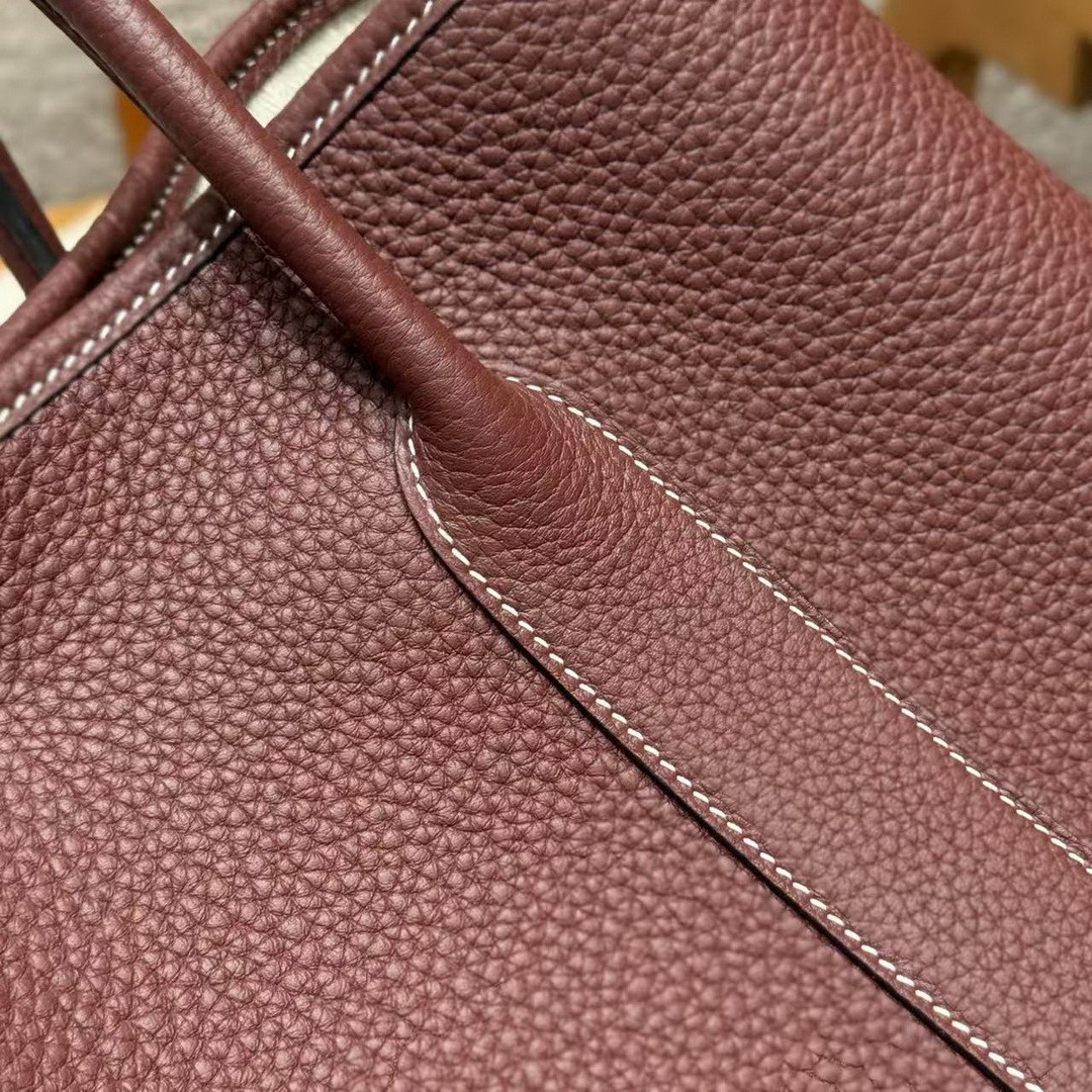 Hermes Garden Party 36 Bag Handmade In Vache Country Calfskin Leather Silver Hardware 55 Rouge H - Image 5