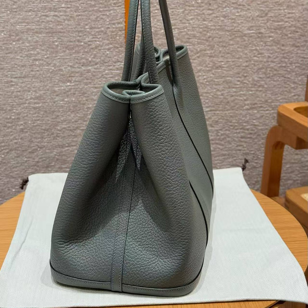 Hermes Garden Party 36 Bag Handmade In Vache Country Calfskin Leather Silver Hardware 63 Vert Amanda - Image 14