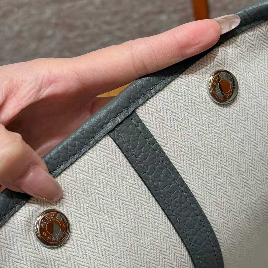 Hermes Garden Party 36 Bag Handmade In Vache Country Calfskin Leather Silver Hardware 63 Vert Amanda - Image 5