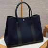 Hermes Garden Party 36 Bag Handmade In Negonda Calfskin Leather And Canvas Silver Hardware 7U Blue Navy Noir