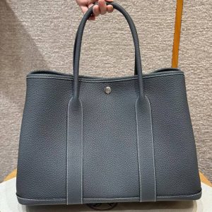 Hermes Garden Party 36 Bag Handmade In Negonda Calfskin Leather Silver Hardware 85 Ardoise - Image 2