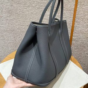 Hermes Garden Party 36 Bag Handmade In Negonda Calfskin Leather Silver Hardware 85 Ardoise - Image 18