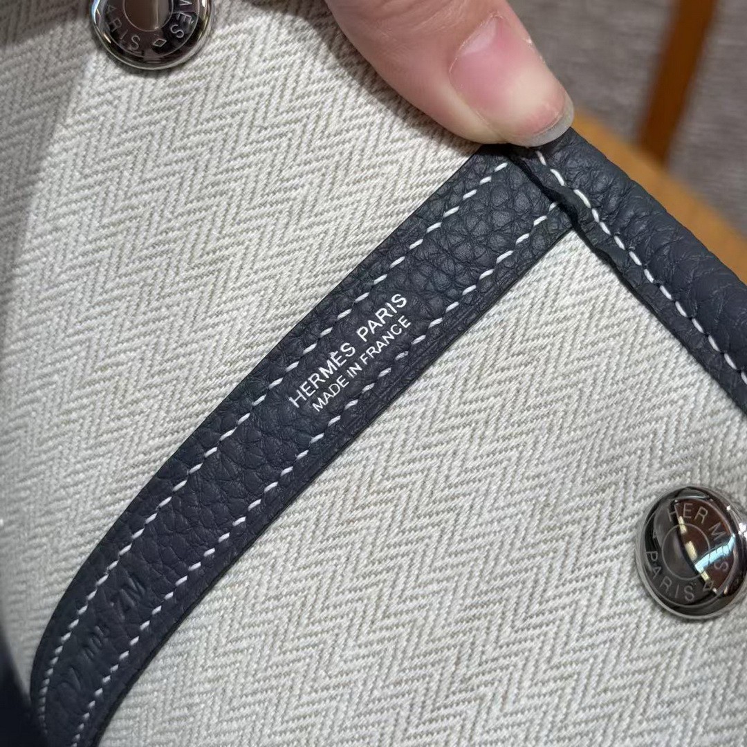 Hermes Garden Party 36 Bag Handmade In Negonda Calfskin Leather Silver Hardware 85 Ardoise - Image 13