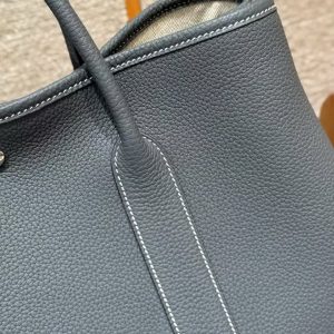 Hermes Garden Party 36 Bag Handmade In Negonda Calfskin Leather Silver Hardware 85 Ardoise - Image 11