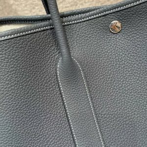 Hermes Garden Party 36 Bag Handmade In Negonda Calfskin Leather Silver Hardware 85 Ardoise - Image 9