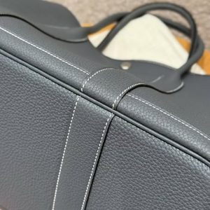 Hermes Garden Party 36 Bag Handmade In Negonda Calfskin Leather Silver Hardware 85 Ardoise - Image 8