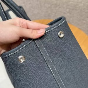 Hermes Garden Party 36 Bag Handmade In Negonda Calfskin Leather Silver Hardware 85 Ardoise - Image 5