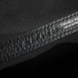 Hermes Garden Party 36 Bag Handmade In Negonda Calfskin Leather And Canvas Silver Hardware 89 Noir - Image 9