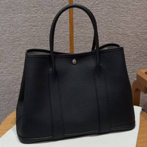 Hermes Garden Party 36 Bag Handmade In Vache Country Calfskin Leather Silver Hardware 89 Noir