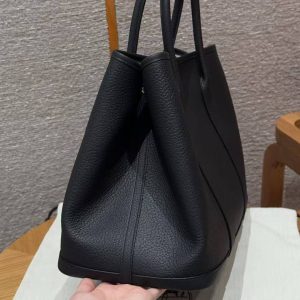Hermes Garden Party 36 Bag Handmade In Vache Country Calfskin Leather Silver Hardware 89 Noir - Image 14