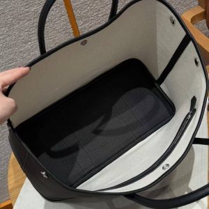 Hermes Garden Party 36 Bag Handmade In Vache Country Calfskin Leather Silver Hardware 89 Noir - Image 11