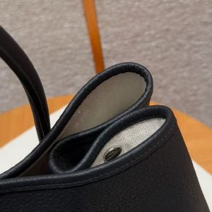Hermes Garden Party 36 Bag Handmade In Vache Country Calfskin Leather Silver Hardware 89 Noir - Image 8